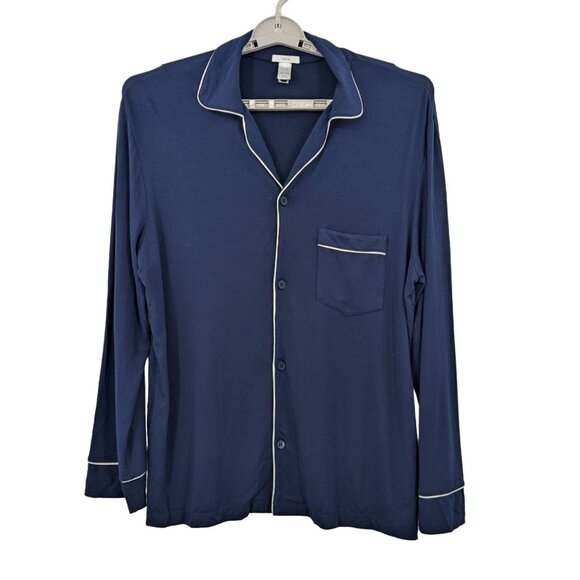 Eberjey Button-Up Pajama Shirt Men Size M William Modal Collared Minimalist Soft - Picture 1 of 8